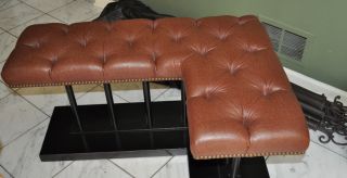 Custom Made Fireplace Fender Leather Benches from Estate $2 886