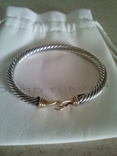 David Yurman Sterling Silver and 14K Gold 5mm Cable and Buckle