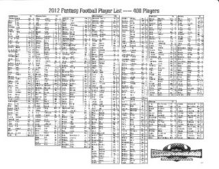65x1 Fantasy Football Self Adhesive Player Labels Only No Draft Board