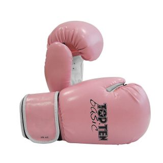 New Top Ten Basic Muay Thai MMA Punching Bag Boxing Gloves Pink White