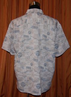 Hard Rock Cafe Niagara Falls NY Short Sleeve Beige Blue Shirt Mens XL