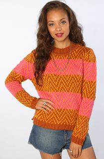 Ladakh The Donna Chevron Sweater in Pink Orange