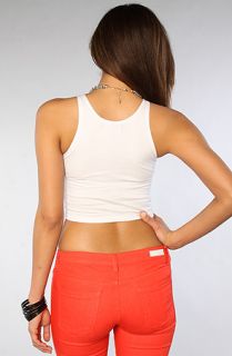 Motel The Zena Crop Top in White Concrete