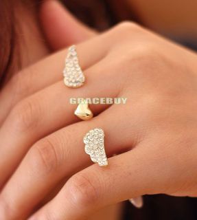 New Fashion Double / Two Fingers Ring Adjustable Size Gold Colour With