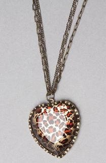 Betsey Johnson The Puff Heart Leopard Necklace