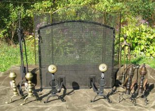  for garden items & a selection of Andirons, Fenders, Screens, Fire