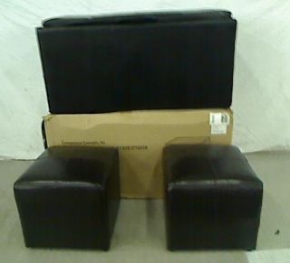 Sheridan Faux Leather Storage Bench with 2 Side Ottomans