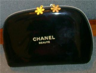 Chanel Beaute Faux Black Patent Leather Make Up/Cosmetic Bag