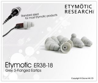 Genuine Etymotic Research ER38 18 Gary 3 Flange Eartips 5 Pairs ER6I