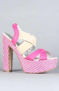 Sole Boutique The Lets Ride Shoe in Fuchsia and Beige