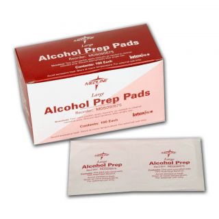 Medline 70 Alcohol Large Prep Pad Wipes Box of 100 1 3 4 x 3 1 4