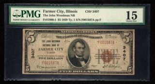 1929 Farmer City Illinois IL National Currency Bank Note Bill 3607