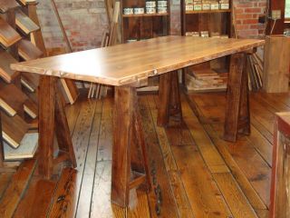 Reclaimed Farmers Oak White Washed Table Desk Work Station Saw Horse
