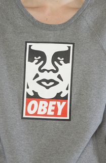 Obey The OG Face Crewneck Sweatshirt in Heather Grey