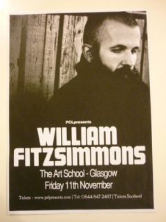 WILLIAM FITZSIMMONS Glasgow nov 2011 gig poster