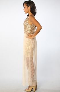 aryn k the sequined lace dress in gold sale $ 76 95 $ 154 00 50 %