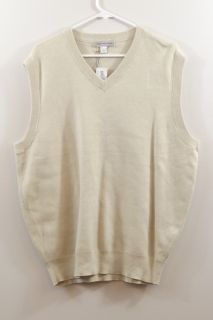 Cypress Links New Size Large Tan V Neck Pull Over Cotton Sweater Vest