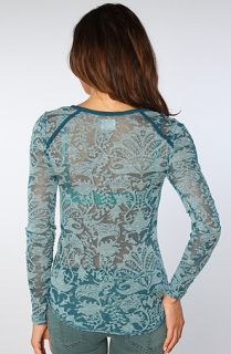 Free People The Burnout Sheer Henley in Turquoise