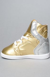 SUPRA The Toddler Skytop Sneaker in Gold Silver Leather  Karmaloop