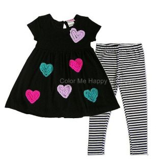 New Girls Boutique Flapdoodles Sz 6 Black Hearts Sweater Outfit Dress