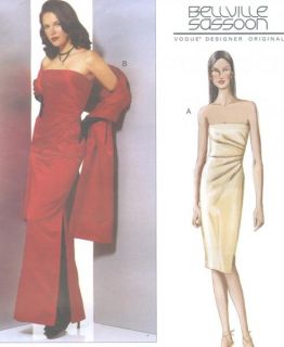 Misses Lined Evening Dress Stole Sewing Pattern Boned Sassoon Vogue