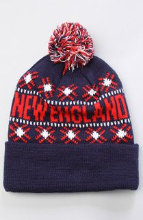 47 Brand Hats The New England Patriots Tip Off Pom Beanie in Navy Red