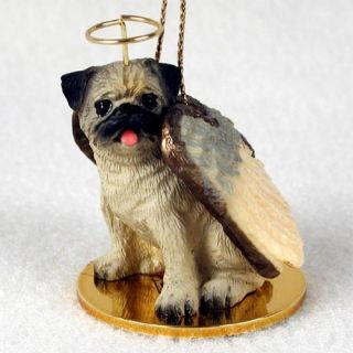 Pug Brown Fawn Dog Angel Tiny One Ornament Figurine Statue