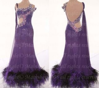 Feather Ballroom Everday Standard Waltz Tango Foxstep Dance Dress US 8