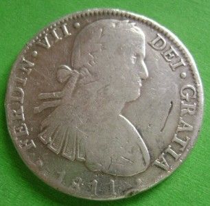 1811 Silver 8 Reales Ferdin VII King Mexican Coin MO HJ