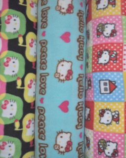 Hello Kitty Fleece Fabric Prints 9 Different Prints Sold BTY Free