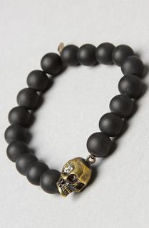 Cohen The Brass Skull Bracelet in Matte Black