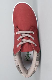 Keep The Ramos Sneaker in Maroon Linen Plaid