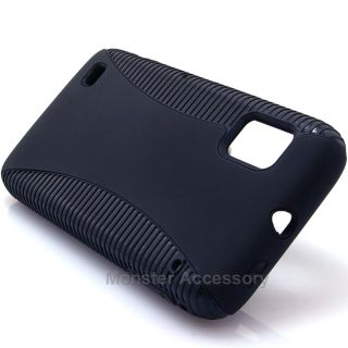 Black Dual Flex Hard Case Gel Cover for ZTE Warp N860 Boost Mobile