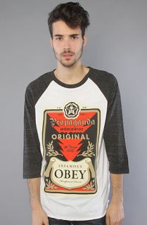 Obey The Infamous Obey TriBlend Raglan in White Heather Onyx