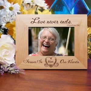 Personalized Love Never Ends Memorial Picture Frame Engraved Wood
