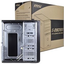 MSI S 2801BS 5 Bay ATX Mid Tower Computer Case   No PSU (Black)