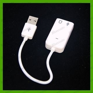 White Flexible USB 2 0 7 1CH External Audio Sound Card Adapter Mic