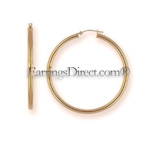 EXTRA LARGE BIG 2 (50mm) diameter 14k/kt GOLD 3mm Thick Hoop