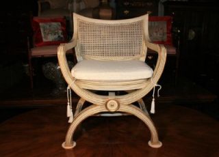  Decorated Gilt X Form French Style Side Chair Maison Jansen style
