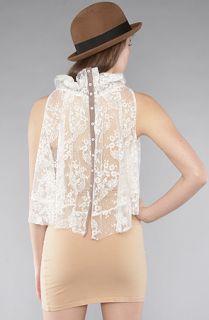 Free People The Fly Away Lace Bow Neck Top