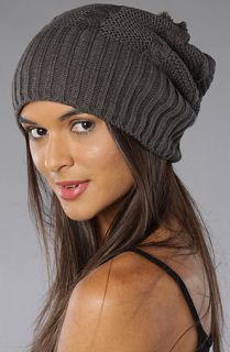 Plush The Cable Knit PomPom Slouchy Hat w FleeceLining