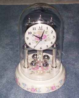 Pfaltzgraff Tea Rose Chiming Dome Timex Anniversary Clock