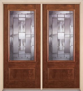 Fiberglass Exterior Stylish Entry Door Chocolate Double Door Brand New