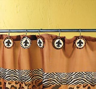 Animal Print Fleur de Lis Shower Curtain Hooks Zebra Tiger Leopard