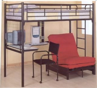 Coaster Fine Furniture Metal Bunk Bed with Futon Desk Chair CD Rack