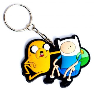 rubber keychain featuring our two favorite heroes, Finn & Jake  A