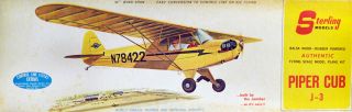 Sterling Piper Cub J 3 Wood Flying Model Airplane Kit