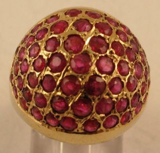 Big Estate 2 80cts Ruby 18K Yellow Gold Cocktail Dome Ring