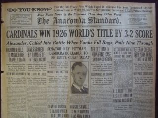 2510105WR Baseball St Louis Cardinals Win 1926 World Series Grover