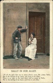 Couple in Alley Romance Sally In Our Alley Poem c1910 Postcard